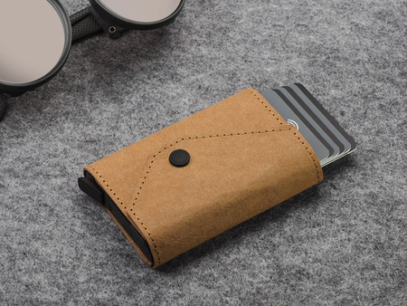 Portfel PORTER Go wykonany z wodoodpornego papieru Wash Paper beżowy