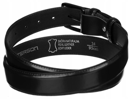 Skórzany, szeroki pasek męski z klasyczną klamrą - Peterson 125