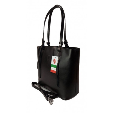 Torebka na ramię Vera Pelle ,Włoski skórzany kuferek format A4, Czarna  KM446N