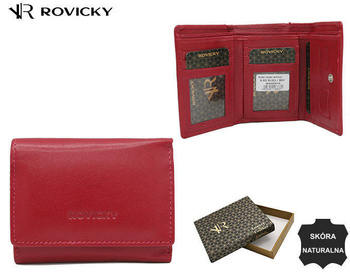 Portfel skórzany z portmonetką - Różowy Rovicky