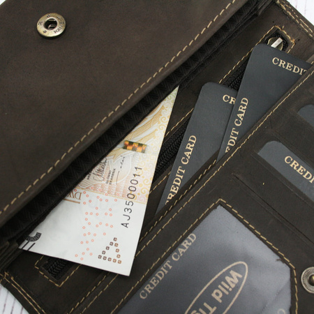 Portfel damski skóra nubuk Wild Tiger - ciemnobrązowy