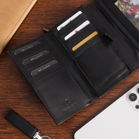 Portfel damski z dwoma napami Bellugio - czarny