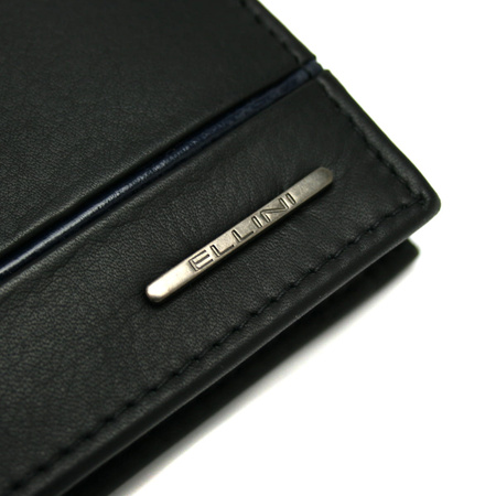Skórzany portfel męski RFID Ellini czarno - granatowy