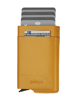 Portfel GOBI wykonany z miękkiej skóry Italia żółty