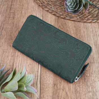 Modny portfel damski skórzany w kwiaty Paolo Peruzzi T-08-GR