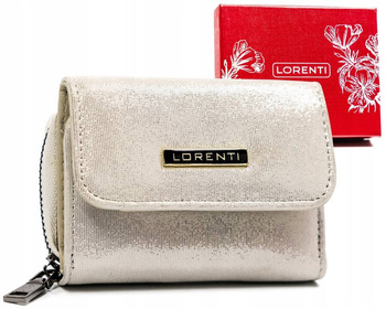 Mały, skórzany portfel damski na zamek i zatrzask - Lorenti
