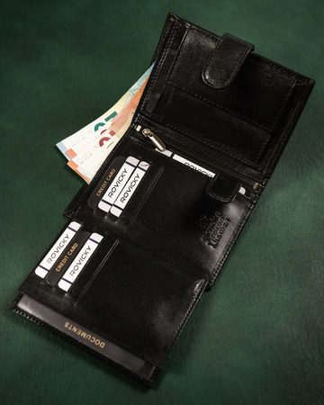 Portfel męski skórzany z zatrzaskiem Rovicky - elegancja i funkcjonalność