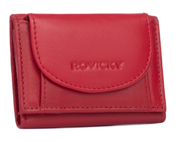 Portfel damski Rovicky ze skóry naturalnej, czerwony, mały, casualowy