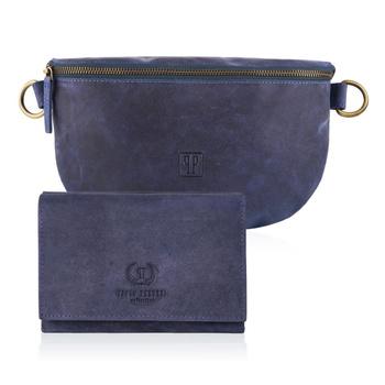 Saszetka damska z portfelem w kolorze granatowym Paolo Peruzzi