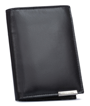 Portfel męski skórzany Ronaldo na karty - duży, czarny, pionowy