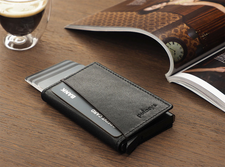 Portfel KANGOO wykonany z delikatnej skóry Italia czarny