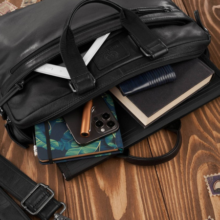 Torba skórzana męska na laptopa 15,6" Paolo Peruzzi czarna AL-09-BL