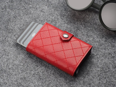 Portfel HIKER - CHIC Decor wykonany z garbowanej skóry Nomad czerowny