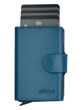 Portfel SOHO wykonany z delikatnej, ekskluzywnej skóry Italia niebieski