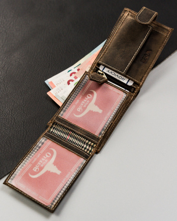 Mały portfel męski ze skóry naturalnej zamykany na zatrzask - Buffalo Wild