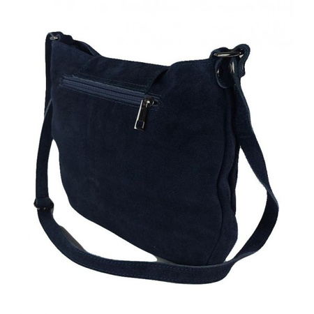 Listonoszka zamszowa Vera Pelle A5, granatowa, włoska torebka