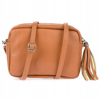 Torebka damska listonoszka skórzana z frędzlem