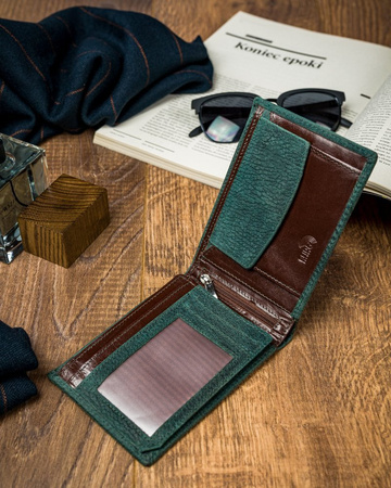 Portfel męski skórzany w zielonym kolorze - Forever Young