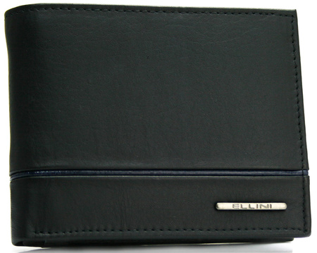 Skórzany portfel męski RFID Ellini czarno - granatowy