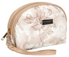 Kompaktowa, beżowa kosmetyczka damska z botanicznym printem - Peterson