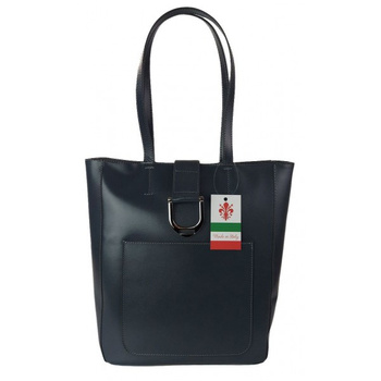 Duży shopper bag na ramię Vera Pelle , Włoska skórzana torba Szara - Grafit SBKB11G