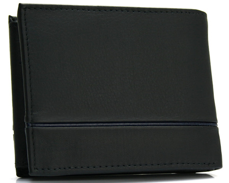 Skórzany portfel męski RFID Ellini czarno - granatowy