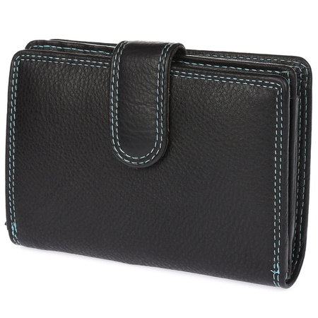 Portfel damski kolorowy poręczny skórzany Bellugio - czarny