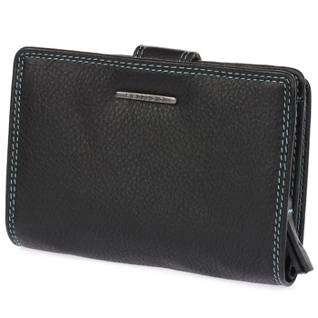 Portfel damski kolorowy poręczny skórzany Bellugio - czarny