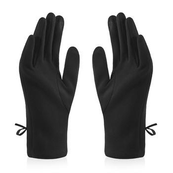 Rękawiczki damskie z kokardką VELVET czarny