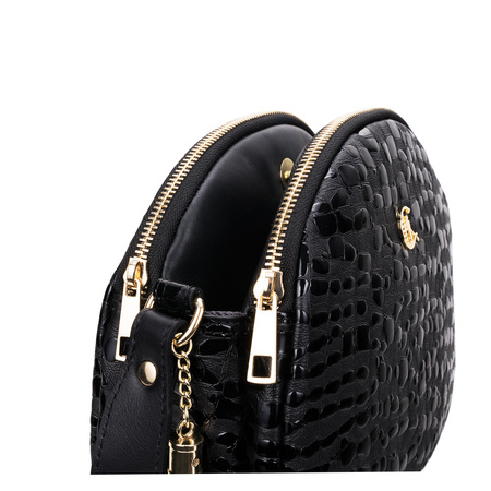 Torebka Canaletto - elegancka czarna skórzana listonoszka z efektem kropli