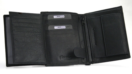 Portfel męski skórzany RFID - czarno-czerwony