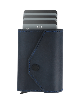 Portfel PORTER Go wykonany z woskowanej skóry Hunter granatowy