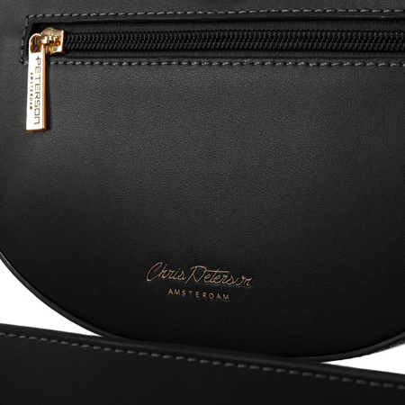 Listonoszka damska crossbody Peterson beżowo-czarna ze skóry i płótna