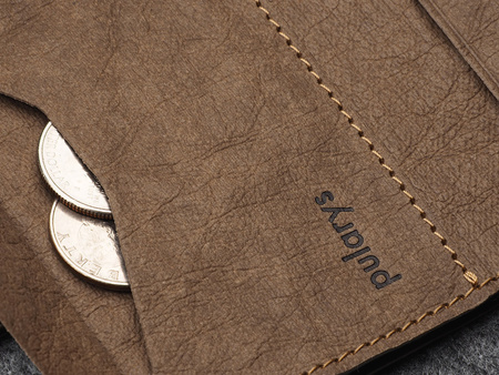 Portfel PORTER Go wykonany z wodoodpornego papieru Wash Paper brązowy