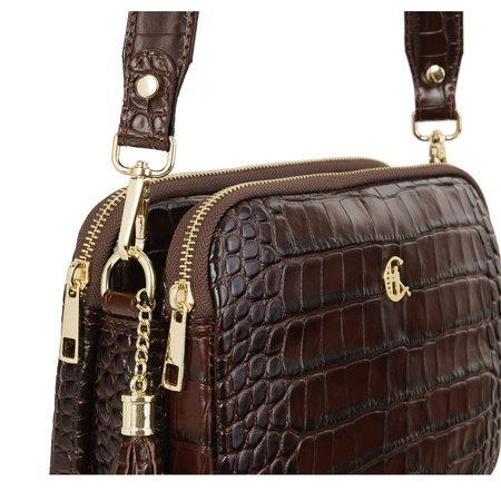 Listonoszka Canaletto - luksusowa skóra krokodyla w eleganckim brązie