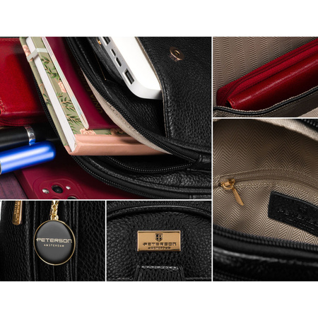 Saszetka damska crossbody w czerni - skórzany plecaczek Peterson
