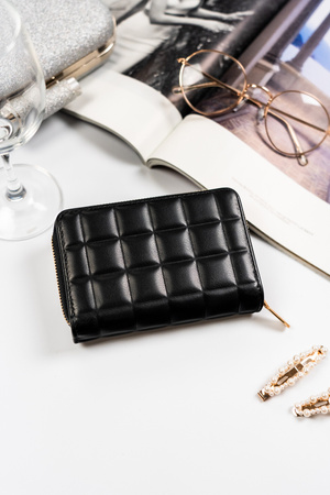 Kompaktowy portfel damski w typie piórnika w czarnym kolorze - Rovicky