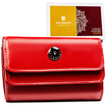 Portfel damski elegancki czerwony - Peterson z miejscem na monety