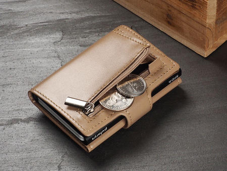 Portfel SOHO Zip wykonany z delikatnej, ekskluzywnej skóry Italia beżowy