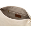Torba shopper damska ze skóry naturalnej i poliamidu - beżowa/brown