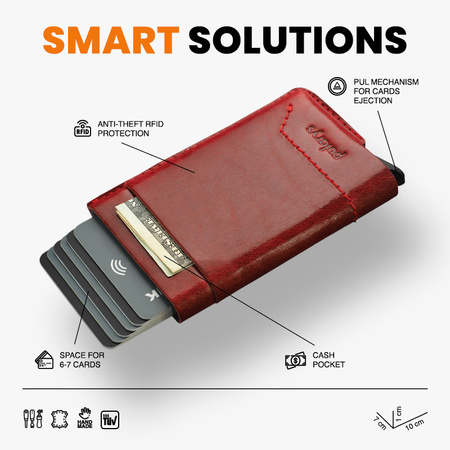 Portfel GOBI Wykonany z roślinnie garbowanej skóry Nomad czerwony