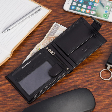 Portfel męski ze skóry z RFID Sanchez - czarny