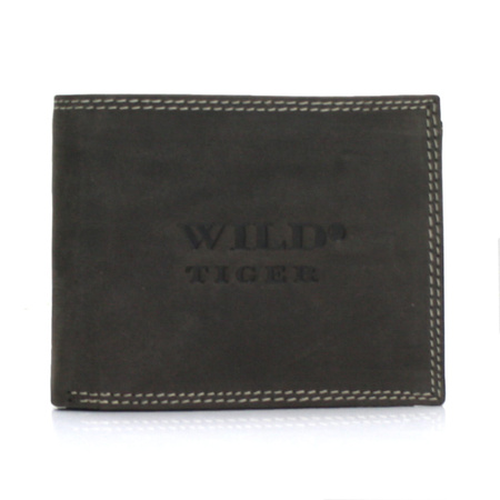 Portfel męski skóra nubuk Wild Tiger - ciemnobrązowy