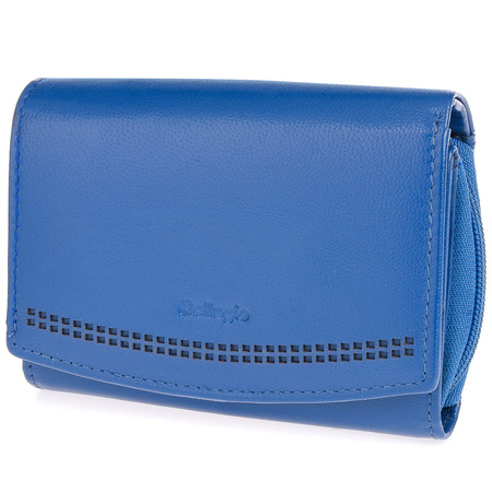 Portfel damski skórzany wyrazisty - ciemnoniebieski