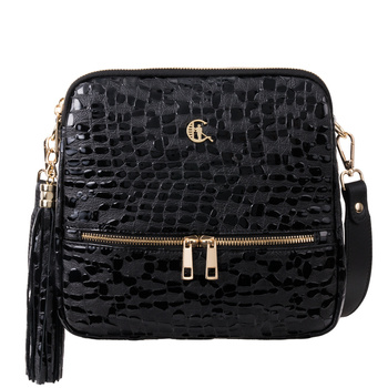 Torebka listonoszka Canaletto ze skóry naturalnej o wzorze kropli TD840s258złote