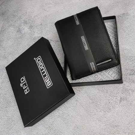 Portfel męski pionowy z RFID BELLUGIO - czarny