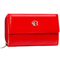 Portfel damski skórzany Rovicky z RFID, czerwony, zatrzask, średni