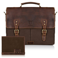 Zestaw skórzany: torba męska retro i portfel skórzany Paolo Peruzzi