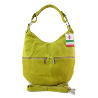 Klasyczny worek na ramię ,zamki suwaki XL A4  Shopper bag zamsz naturalny żółta  W345GL2