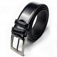 Błyszczący, szeroki pasek męski ze skóry naturalnej 110